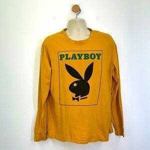PACSUN - Playboy Bunny Graphic Yellow Long Sleeve Shirt Size Large
